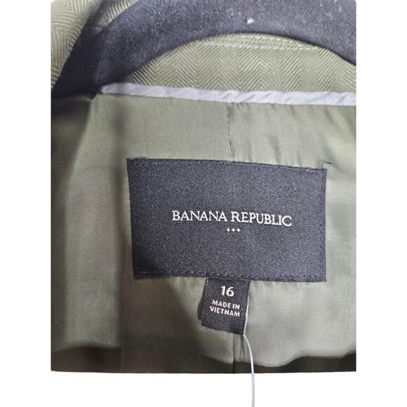 NEW Banana Republic 16 Cutaway Suit Blazer Olive Green Blazer Career 1 Button - Picture 5 of 5